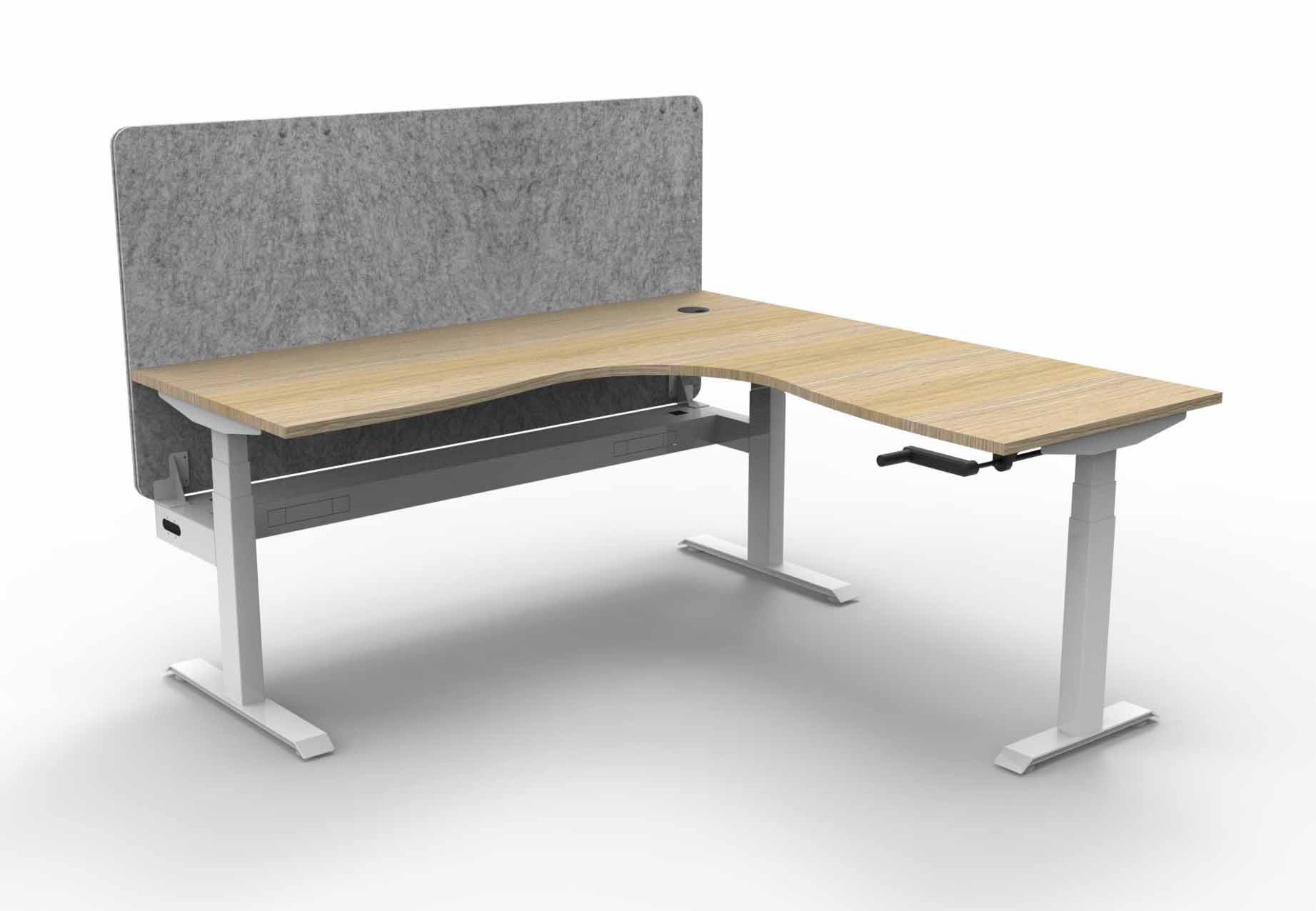 Boost Crank Manual Sit-Stand Corner Workstation with Cable Tray and Eco Screen